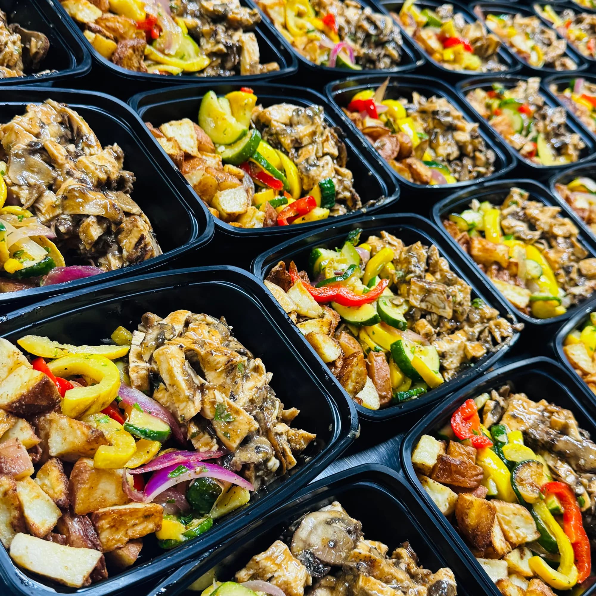 Chicken Marsala w/ Roasted Potatoes, Zucchini & Squash Medley